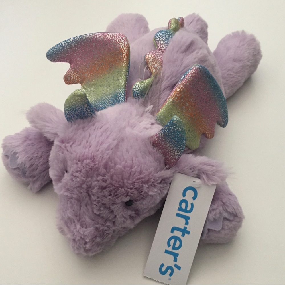 NEW Carters Plush Soft Baby Toy Purple Dragon Stuffed Animal Baby Gift